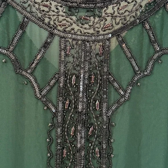 Unique Vintage Green and Black Mini Dress - Picture 5 of 5